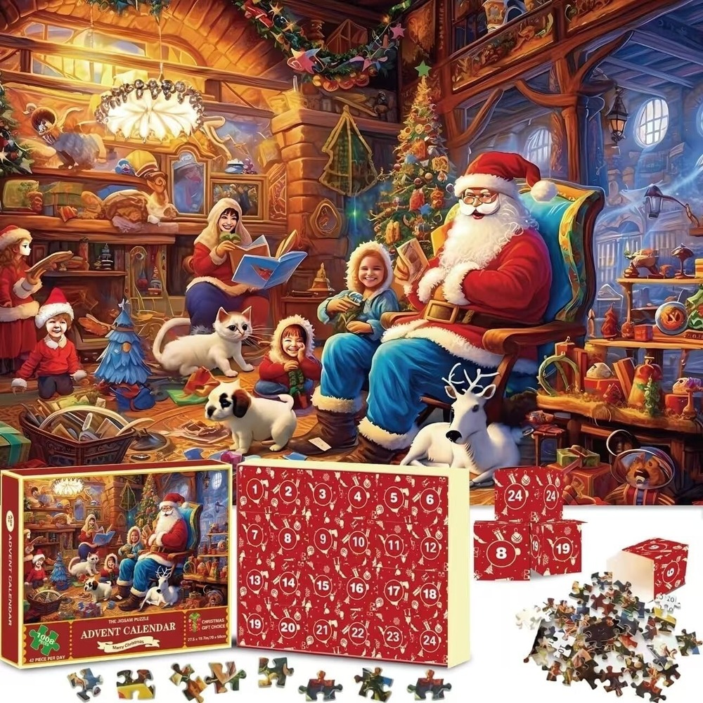 1008 Piece Christmas Advent Calendar Jigsaw Puzzle Santa Claus Family Christmas
